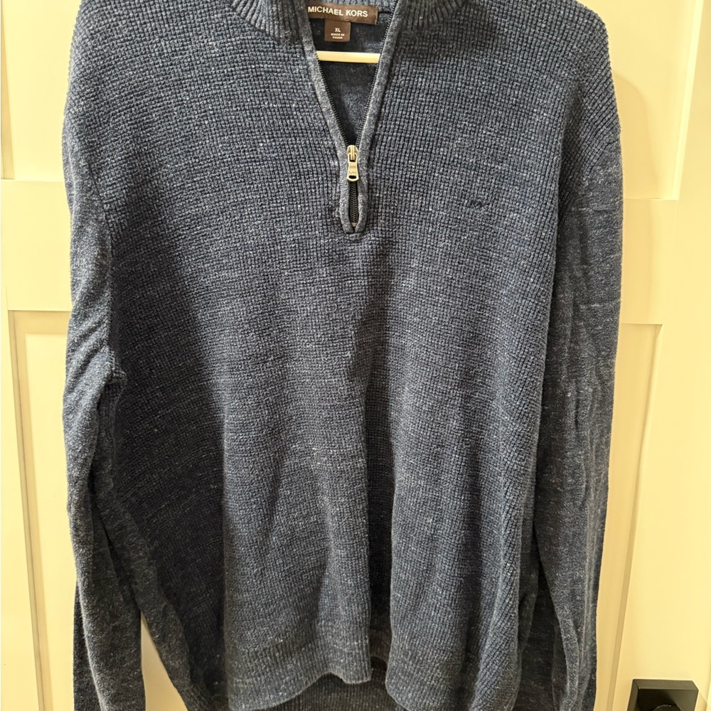 Michael Kors Men's Zip-Up Sweater in Navy